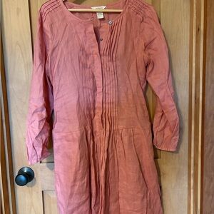 Sundance Coral Linen Dropwaist Dress